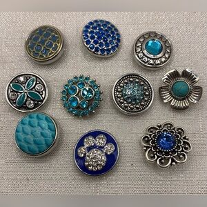 SALE - BLUE BUNDLE - SET of 10 - Snap Button Charms - 18mm/20mm